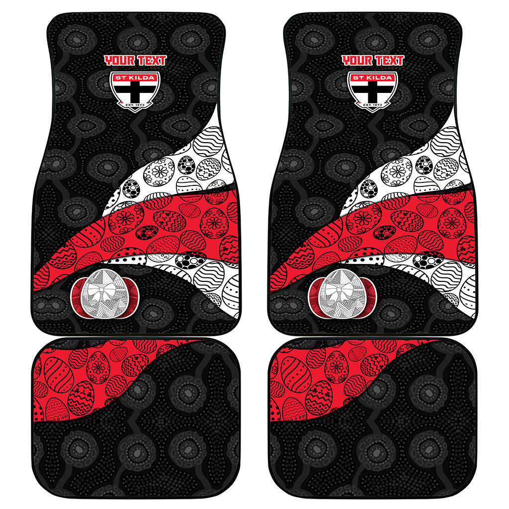 Personalized St Kilda Football Car Mats Easter Egg Pattern Red Black White Tribal Dot Style