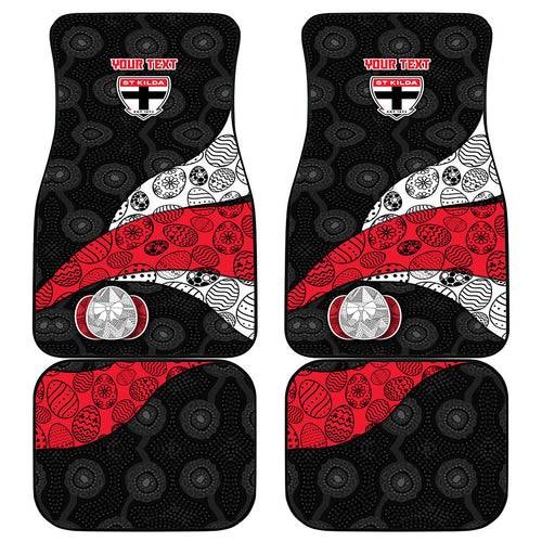 Personalized St Kilda Football Car Mats Easter Egg Pattern Red Black White Tribal Dot Style