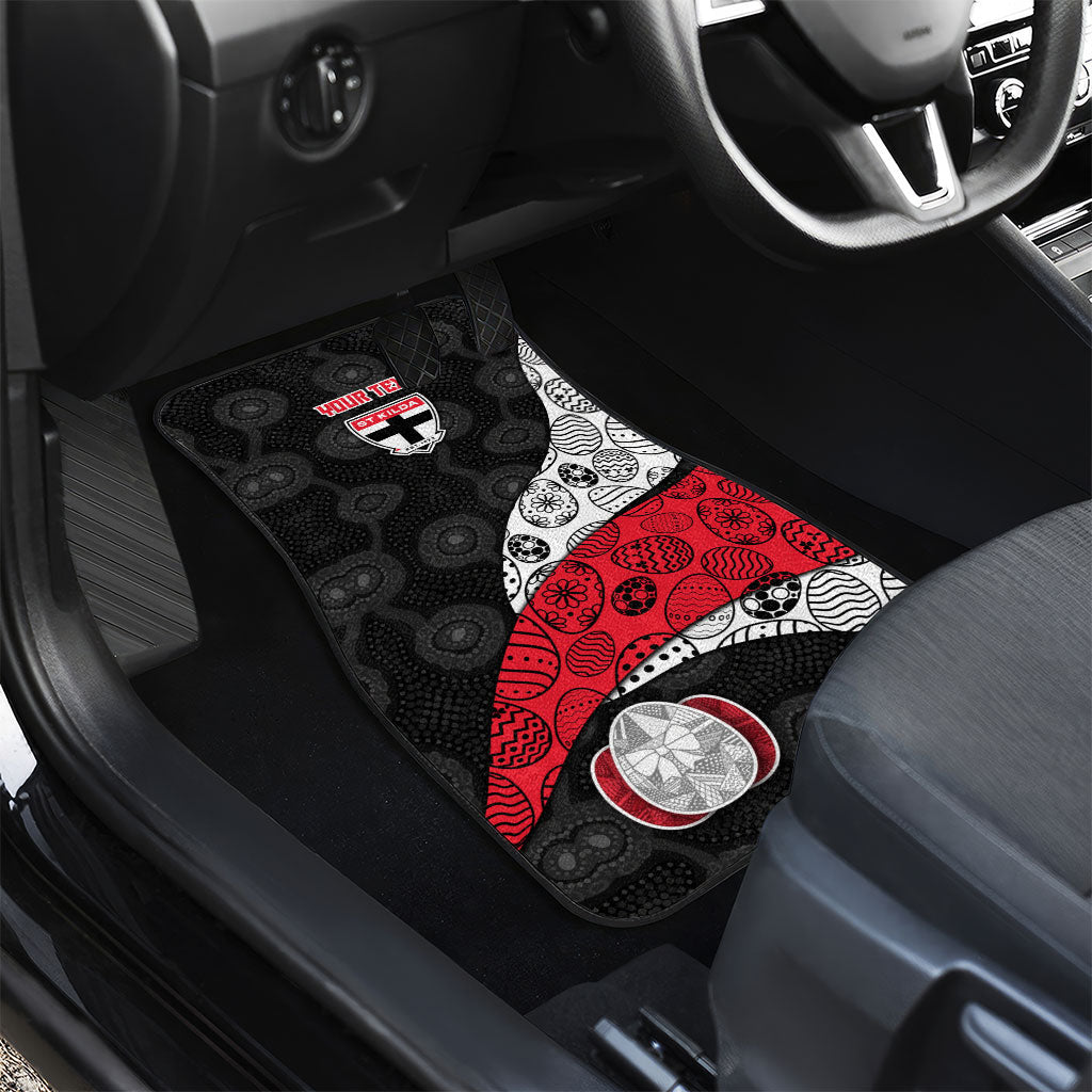 Personalized St Kilda Football Car Mats Easter Egg Pattern Red Black White Tribal Dot Style
