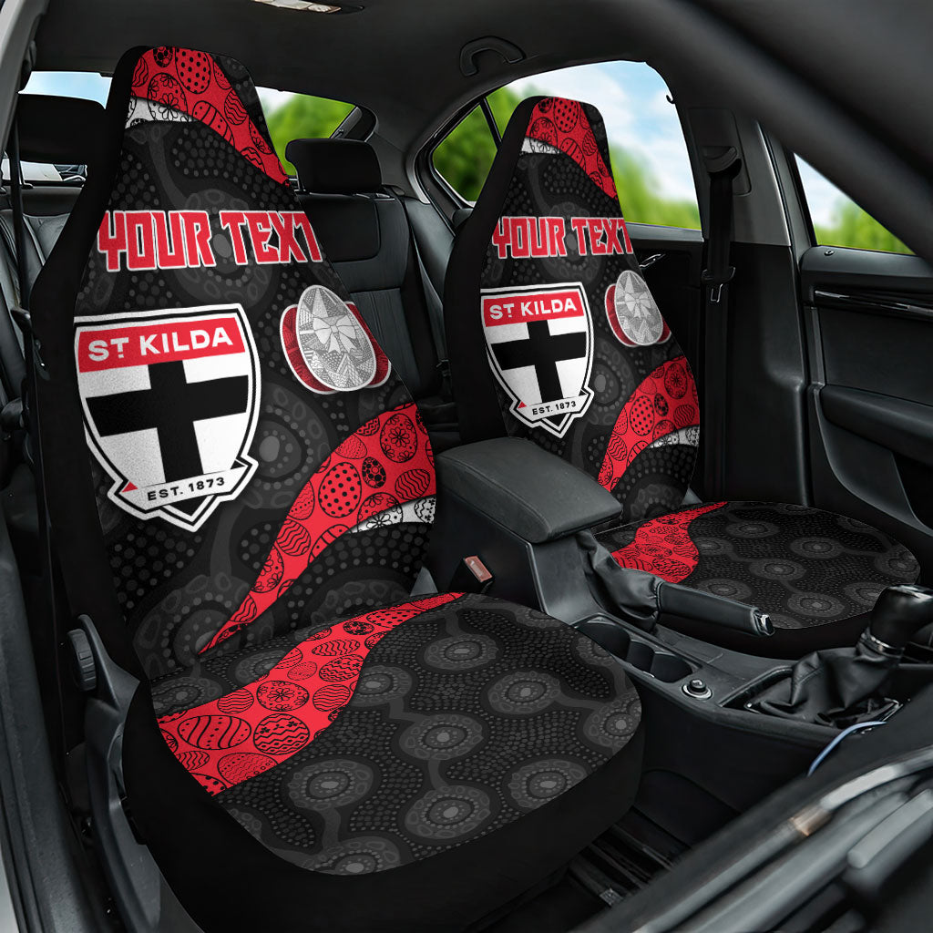 Personalized St Kilda Football Car Seat Cover Easter Egg Pattern Red Black White Tribal Dot Style