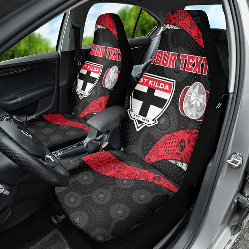 Personalized St Kilda Football Car Seat Cover Easter Egg Pattern Red Black White Tribal Dot Style