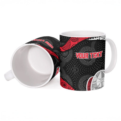 Personalized St Kilda Football Ceramic Mug Easter Egg Pattern Red Black White Tribal Dot Style