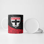 Personalized St Kilda Football Ceramic Mug Easter Egg Pattern Red Black White Tribal Dot Style