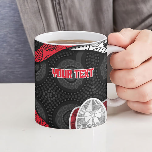 Personalized St Kilda Football Ceramic Mug Easter Egg Pattern Red Black White Tribal Dot Style