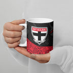 Personalized St Kilda Football Ceramic Mug Easter Egg Pattern Red Black White Tribal Dot Style