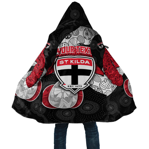 Personalized St Kilda Football Cloak Easter Egg Pattern Red Black White Tribal Dot Style