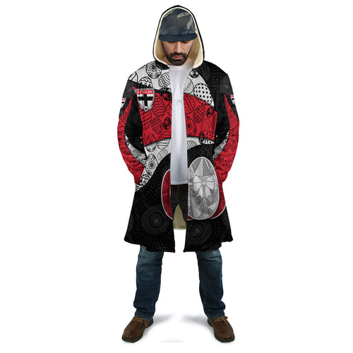 Personalized St Kilda Football Cloak Easter Egg Pattern Red Black White Tribal Dot Style