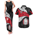 Personalized St Kilda Football Couples Matching Tank Maxi Dress and Hawaiian Shirt Easter Egg Pattern Red Black White Tribal Dot Style