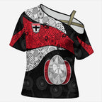 Personalized St Kilda Football Cross Shoulder Shirt Easter Egg Pattern Red Black White Tribal Dot Style