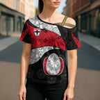 Personalized St Kilda Football Cross Shoulder Shirt Easter Egg Pattern Red Black White Tribal Dot Style