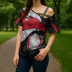 Personalized St Kilda Football Cross Shoulder Shirt Easter Egg Pattern Red Black White Tribal Dot Style