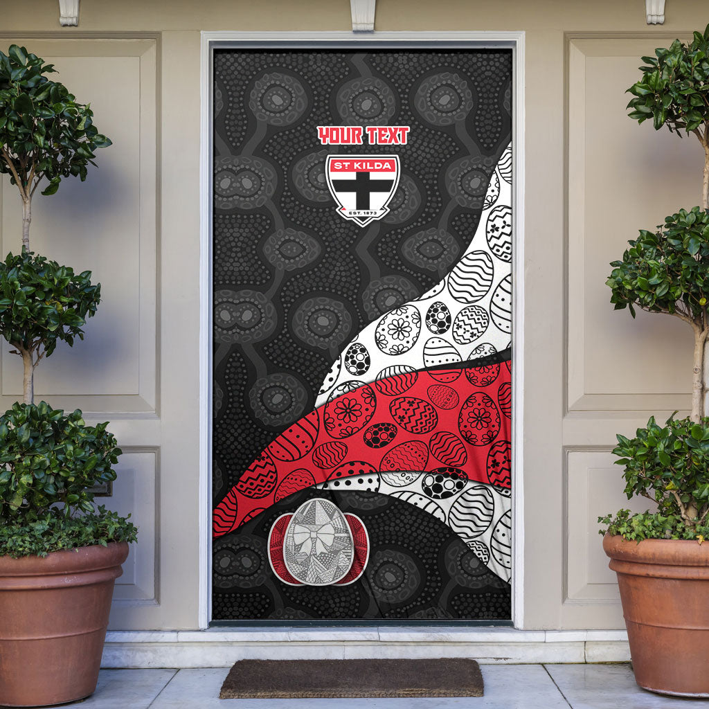 Personalized St Kilda Football Door Cover Easter Egg Pattern Red Black White Tribal Dot Style