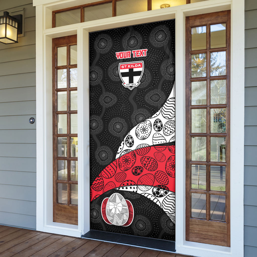Personalized St Kilda Football Door Cover Easter Egg Pattern Red Black White Tribal Dot Style