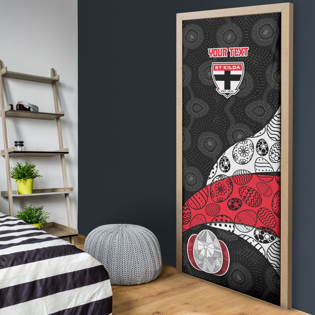 Personalized St Kilda Football Door Cover Easter Egg Pattern Red Black White Tribal Dot Style