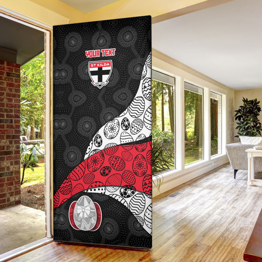 Personalized St Kilda Football Door Cover Easter Egg Pattern Red Black White Tribal Dot Style