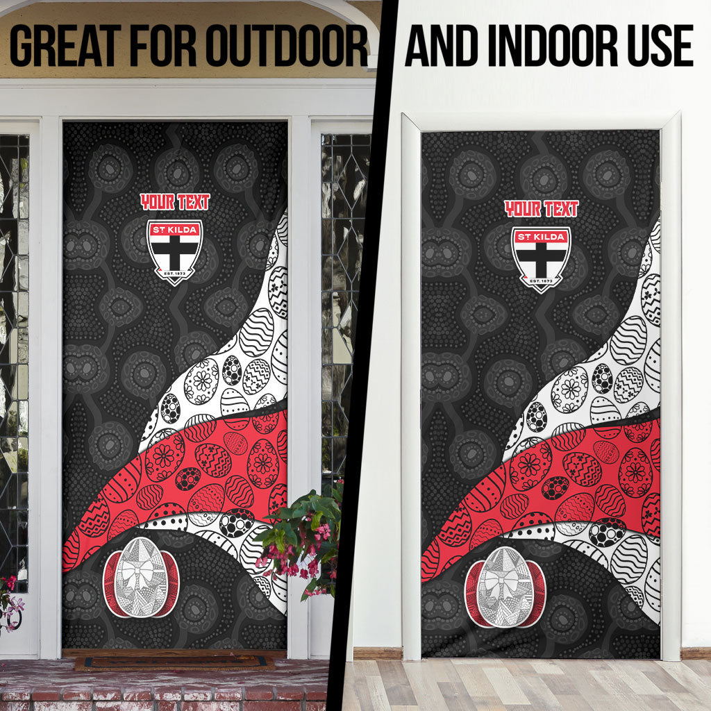 Personalized St Kilda Football Door Cover Easter Egg Pattern Red Black White Tribal Dot Style