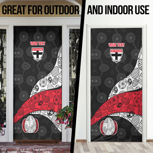 Personalized St Kilda Football Door Cover Easter Egg Pattern Red Black White Tribal Dot Style
