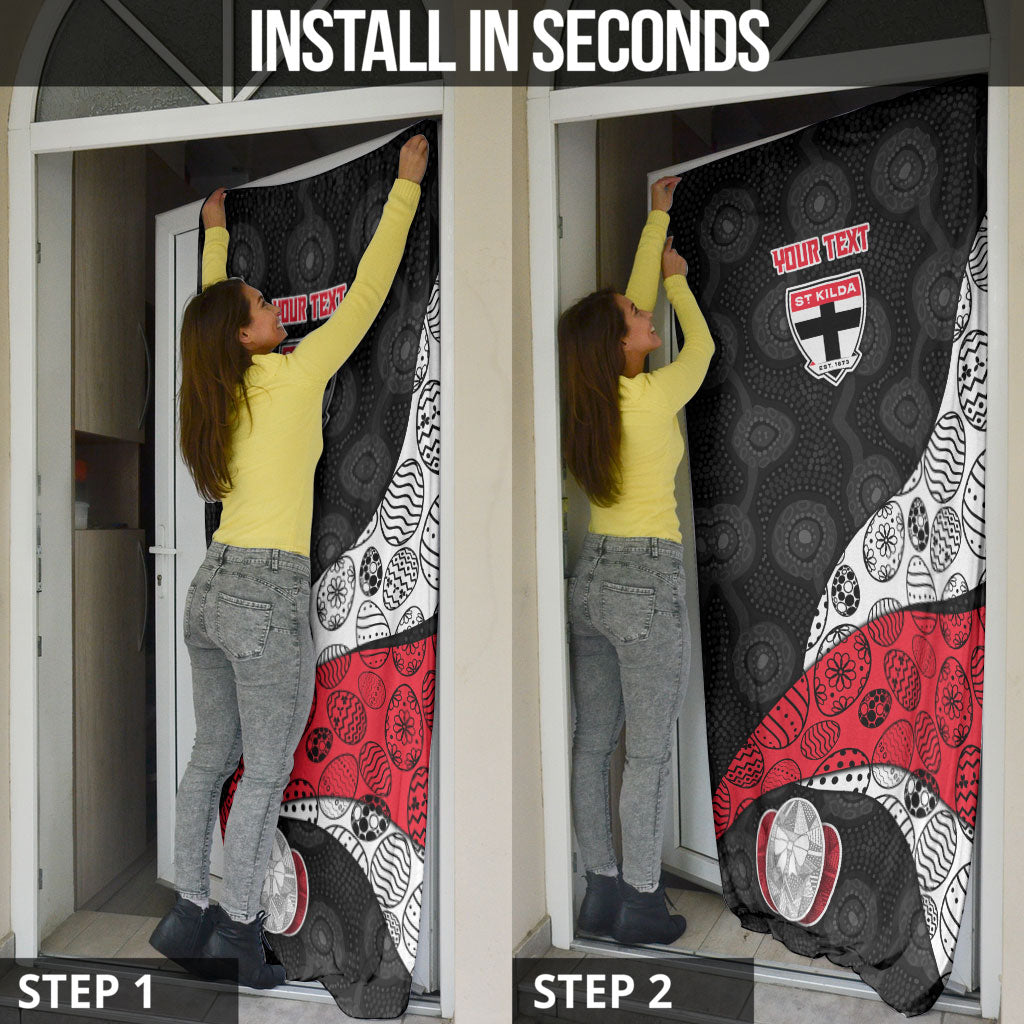 Personalized St Kilda Football Door Cover Easter Egg Pattern Red Black White Tribal Dot Style