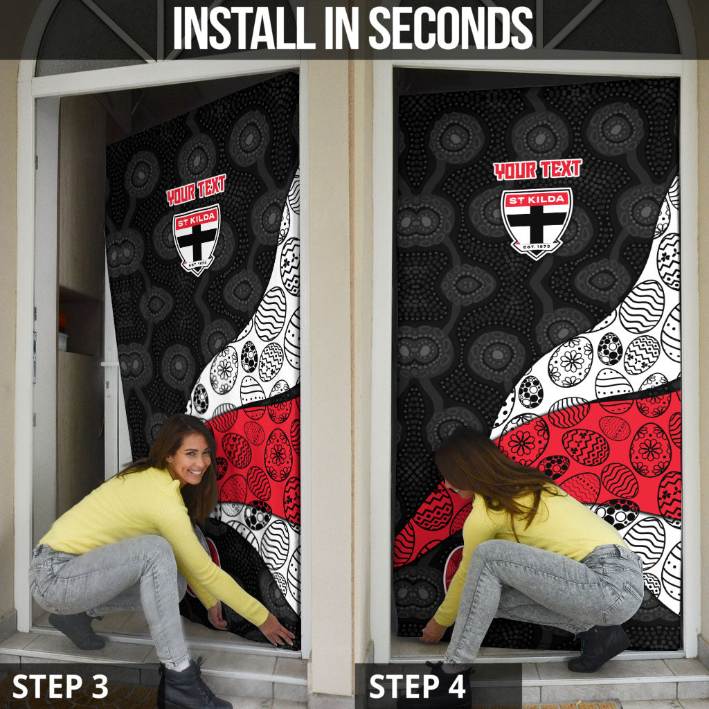 Personalized St Kilda Football Door Cover Easter Egg Pattern Red Black White Tribal Dot Style