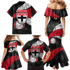 Personalized St Kilda Football Family Matching Mermaid Dress and Hawaiian Shirt Easter Egg Pattern Red Black White Tribal Dot Style