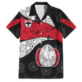 Personalized St Kilda Football Family Matching Off Shoulder Maxi Dress and Hawaiian Shirt Easter Egg Pattern Red Black White Tribal Dot Style