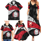 Personalized St Kilda Football Family Matching Summer Maxi Dress and Hawaiian Shirt Easter Egg Pattern Red Black White Tribal Dot Style