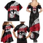 Personalized St Kilda Football Family Matching Summer Maxi Dress and Hawaiian Shirt Easter Egg Pattern Red Black White Tribal Dot Style