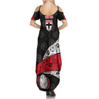 Personalized St Kilda Football Family Matching Summer Maxi Dress and Hawaiian Shirt Easter Egg Pattern Red Black White Tribal Dot Style