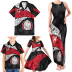 Personalized St Kilda Football Family Matching Tank Maxi Dress and Hawaiian Shirt Easter Egg Pattern Red Black White Tribal Dot Style