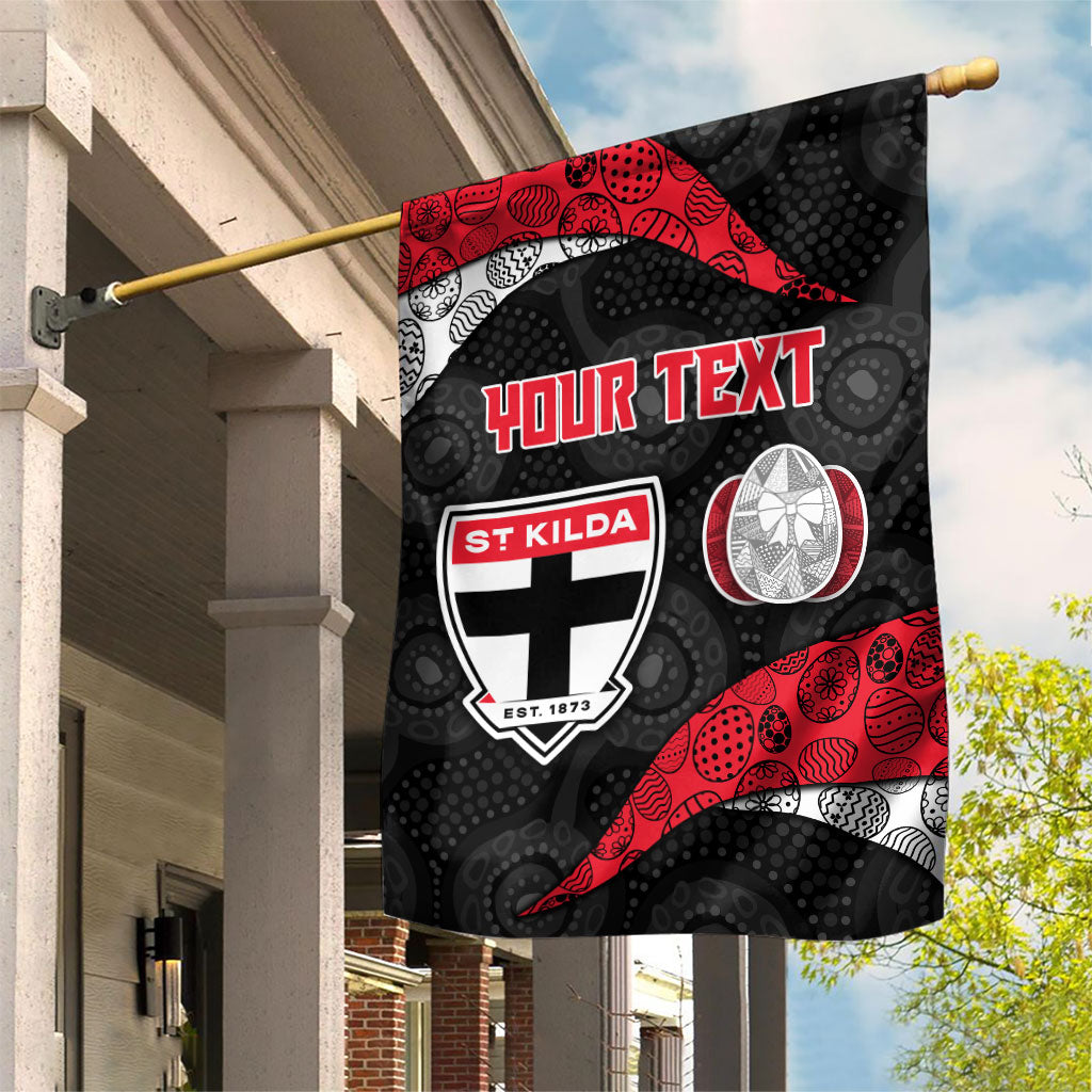 Personalized St Kilda Football Garden Flag Easter Egg Pattern Red Black White Tribal Dot Style