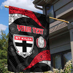 Personalized St Kilda Football Garden Flag Easter Egg Pattern Red Black White Tribal Dot Style