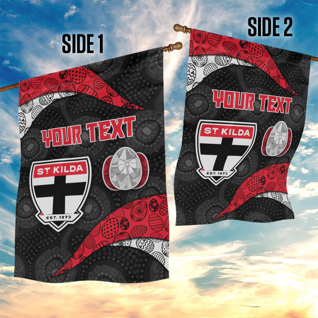Personalized St Kilda Football Garden Flag Easter Egg Pattern Red Black White Tribal Dot Style