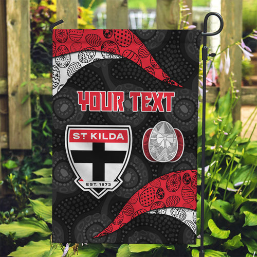 Personalized St Kilda Football Garden Flag Easter Egg Pattern Red Black White Tribal Dot Style