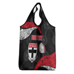 Personalized St Kilda Football Grocery Bag Easter Egg Pattern Red Black White Tribal Dot Style