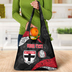 Personalized St Kilda Football Grocery Bag Easter Egg Pattern Red Black White Tribal Dot Style