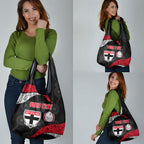 Personalized St Kilda Football Grocery Bag Easter Egg Pattern Red Black White Tribal Dot Style