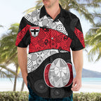 Personalized St Kilda Football Hawaiian Shirt Easter Egg Pattern Red Black White Tribal Dot Style