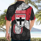 Personalized St Kilda Football Hawaiian Shirt Easter Egg Pattern Red Black White Tribal Dot Style