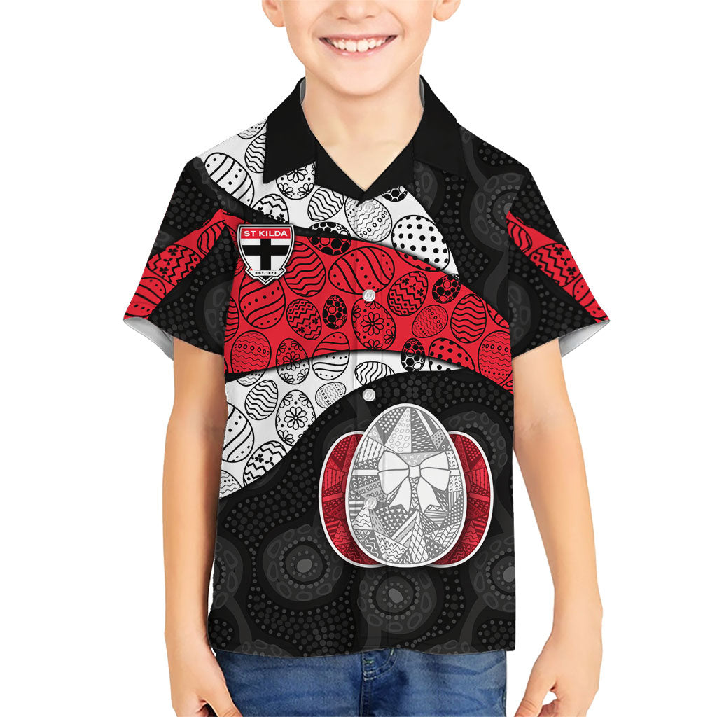 Personalized St Kilda Football Hawaiian Shirt Easter Egg Pattern Red Black White Tribal Dot Style