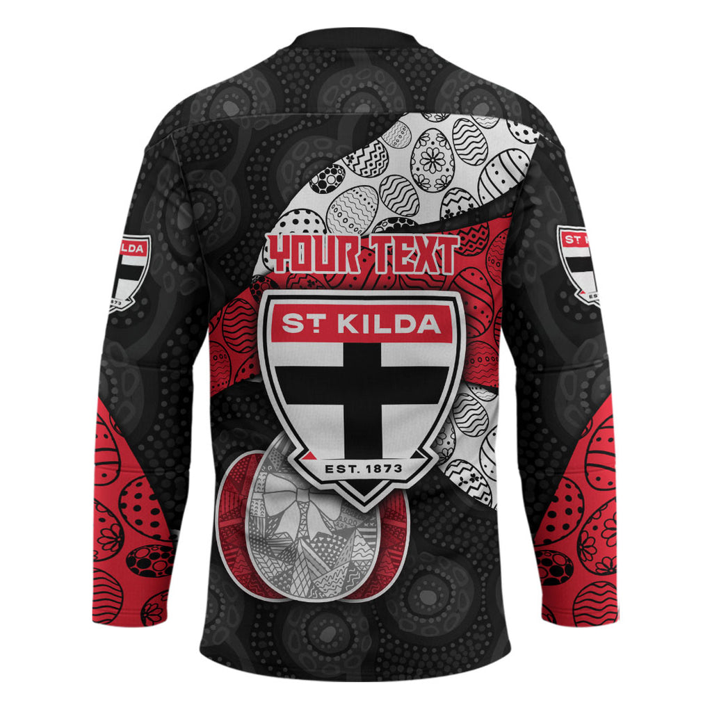Personalized St Kilda Football Hockey Jersey Easter Egg Pattern Red Black White Tribal Dot Style