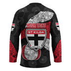 Personalized St Kilda Football Hockey Jersey Easter Egg Pattern Red Black White Tribal Dot Style