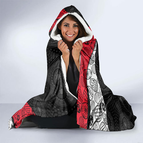 Personalized St Kilda Football Hooded Blanket Easter Egg Pattern Red Black White Tribal Dot Style