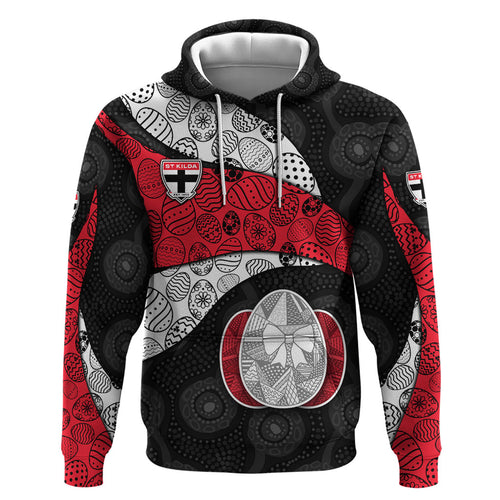 Personalized St Kilda Football Hoodie Easter Egg Pattern Red Black White Tribal Dot Style