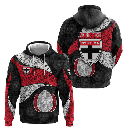 Personalized St Kilda Football Hoodie Easter Egg Pattern Red Black White Tribal Dot Style