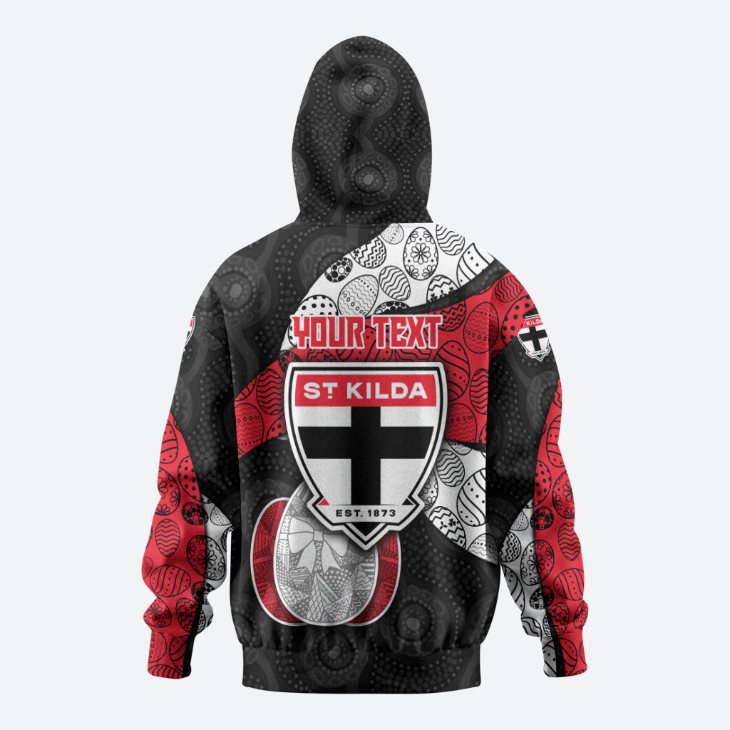 Personalized St Kilda Football Hoodie Easter Egg Pattern Red Black White Tribal Dot Style