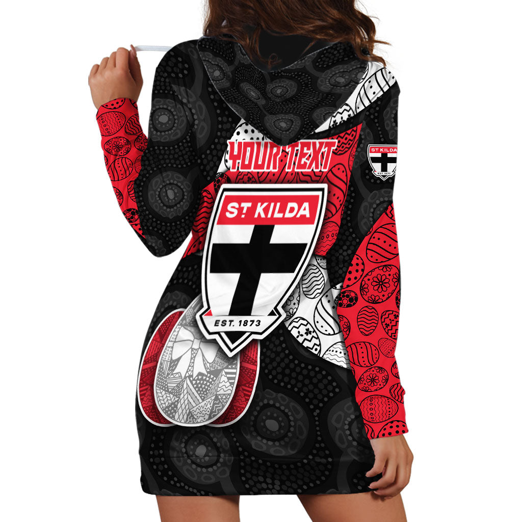 Personalized St Kilda Football Hoodie Dress Easter Egg Pattern Red Black White Tribal Dot Style