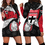 Personalized St Kilda Football Hoodie Dress Easter Egg Pattern Red Black White Tribal Dot Style