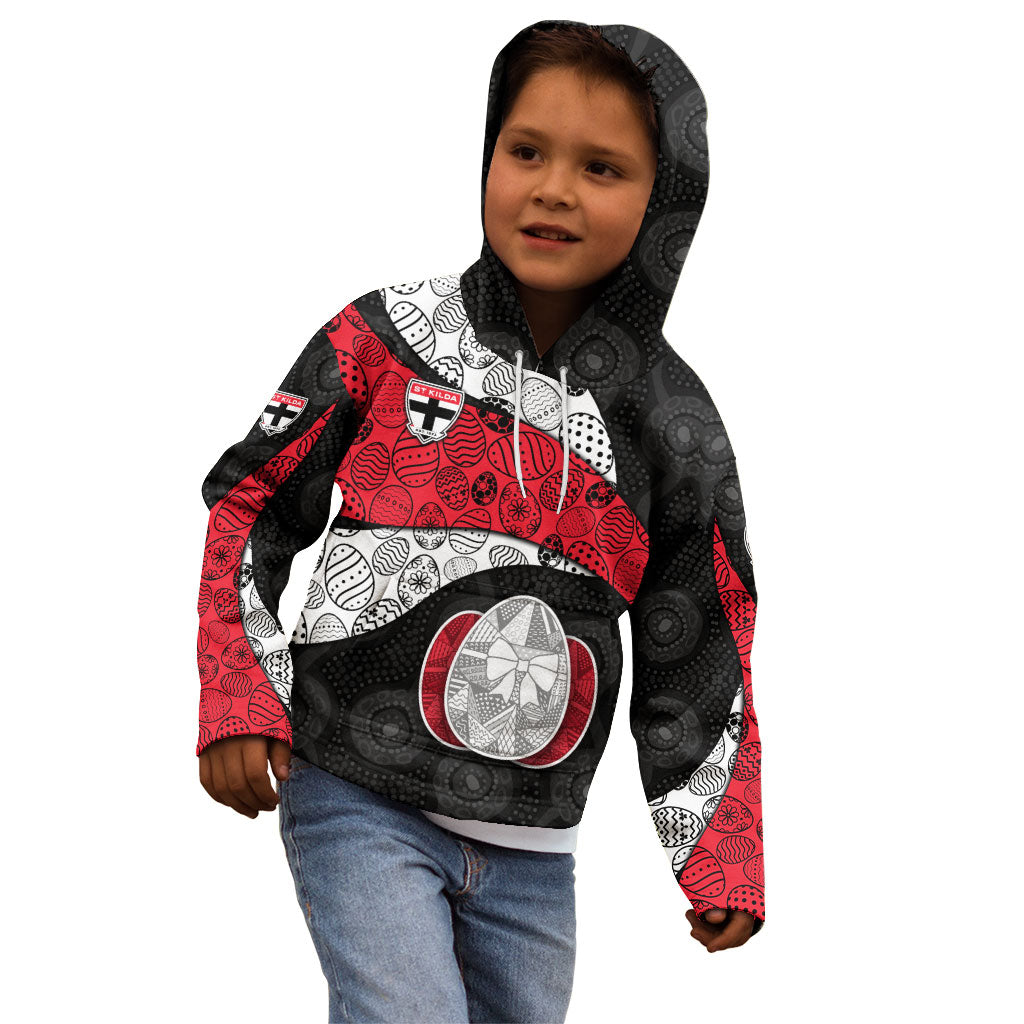 Personalized St Kilda Football Kid Hoodie Easter Egg Pattern Red Black White Tribal Dot Style