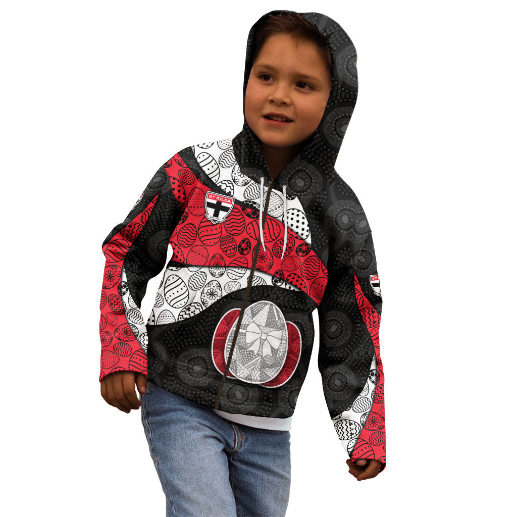 Personalized St Kilda Football Kid Hoodie Easter Egg Pattern Red Black White Tribal Dot Style