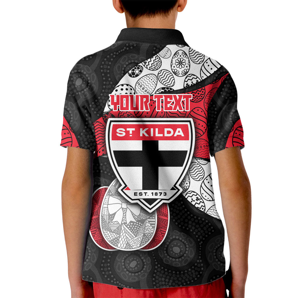 Personalized St Kilda Football Kid Polo Shirt Easter Egg Pattern Red Black White Tribal Dot Style